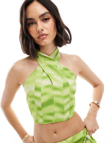 YAS - Crop top allacciato al collo tie-dye in coordinato - Y.A.S - Modalova