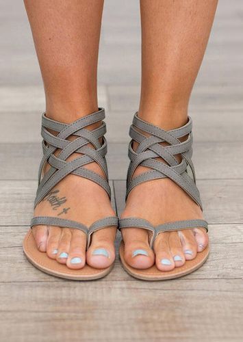 Summer Cross-Tied Zipper Flat Sandals - Bellelily - Modalova