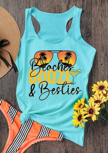 Beaches Booze & Besties Sunglasses Racerback Tank - Bellelily - Modalova