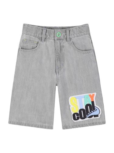 Bermuda denim con stampa "stay cool" - billieblush - Modalova