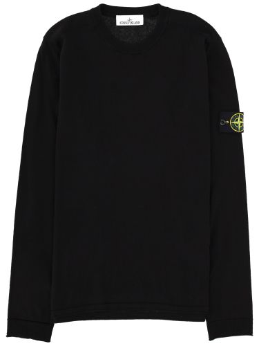 Maglia in cotone con patch logo - stone island - Modalova