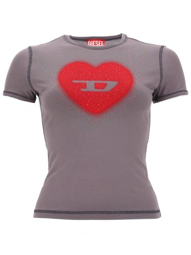 T-shirt con stampa a cuore e borchie - diesel - Modalova
