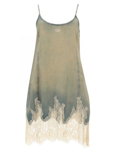 Diesel abito corto in pizzo e denim - diesel - Modalova