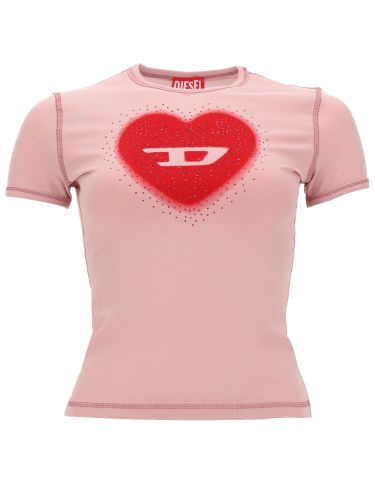 T-shirt con stampa a cuore e borchie - diesel - Modalova