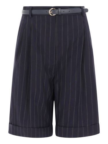 Wool bermuda shorts with belt - max mara - Modalova
