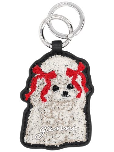 Ganni leather keychain - ganni - Modalova