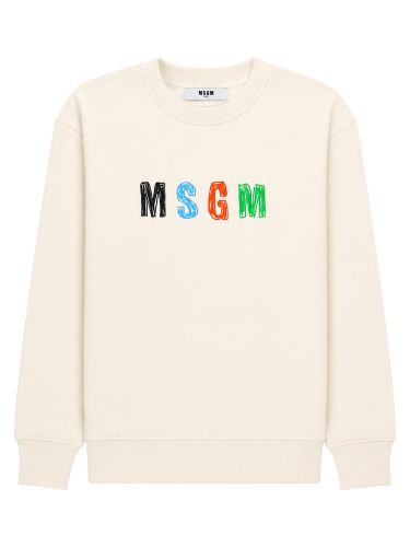 Felpa girocollo con stampa logo - msgm - Modalova