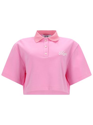 Msgm polo crop con logo - msgm - Modalova