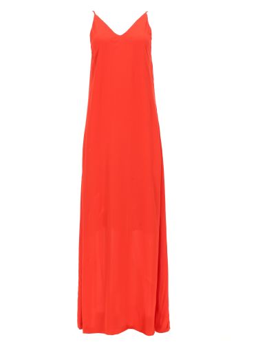 Nude abito lungo con scollo a v - nude - Modalova