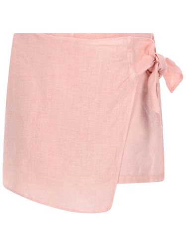 Lino shorts con fiocco - 120% lino - Modalova