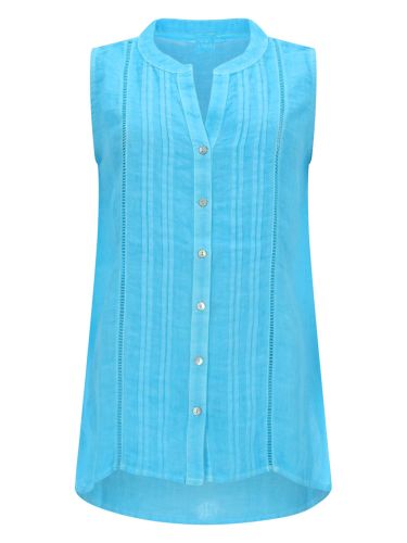 Lino top smanicato a camicia - 120% lino - Modalova