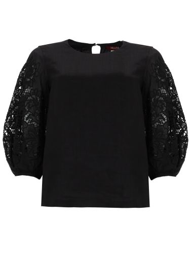 T-shirt con maniche in pizzo - max mara studio - Modalova