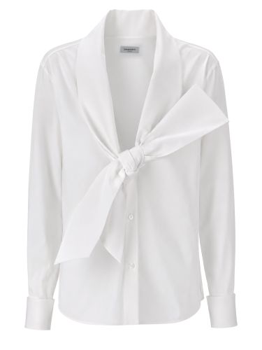 Camicia con collo lavallière in popeline - saint laurent - Modalova