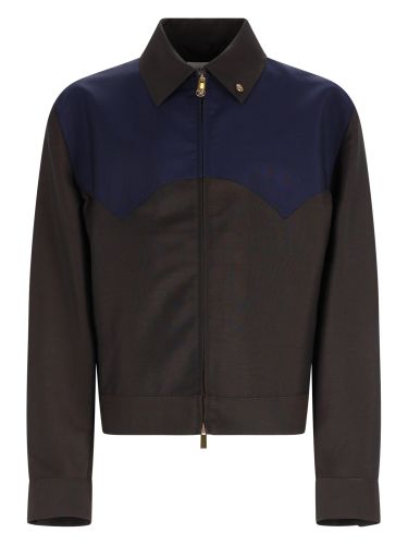 Giacca in lana e mohair con zip - versace - Modalova