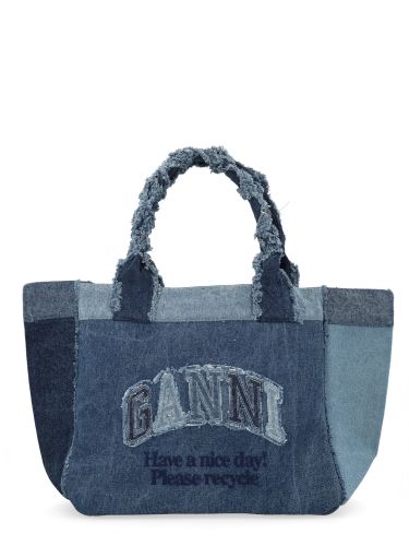 Ganni borsa tote medium in denim - ganni - Modalova