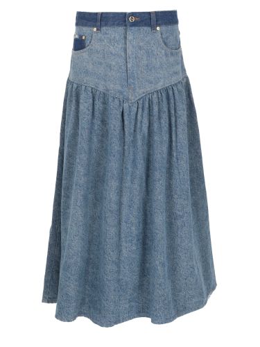 Ganni gonna in denim patchwork - ganni - Modalova