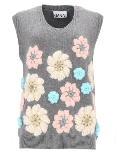 Gilet con applicazioni floreali - ganni - Modalova