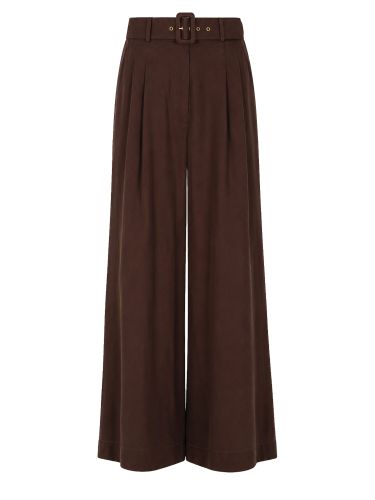 Pantalone in seta con cintura - zimmermann - Modalova