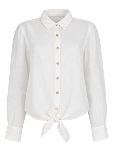 Lino camicia con nodo - 120% lino - Modalova