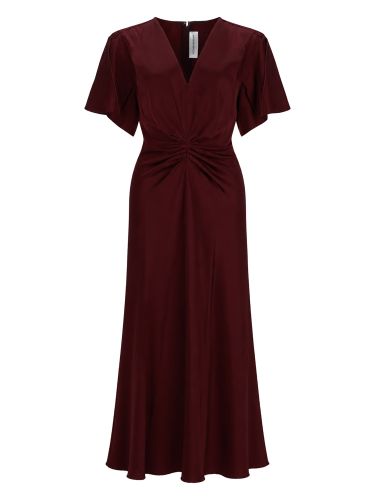 Abito midi con drappeggio e scollo a v - victoria beckham - Modalova