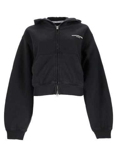 Felpa con cappuccio e zip con logo - alexander wang - Modalova
