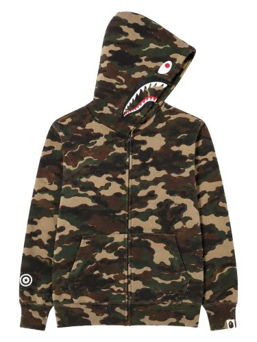 Felpa con cappuccio e zip intera con grafica squalo - a bathing ape - Modalova