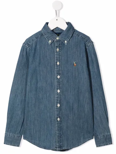 Camicia denim con logo - polo ralph lauren - Modalova