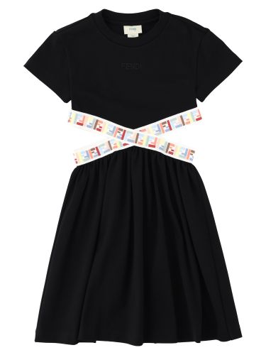 Abito con bande incrociate elasticizzate con logo ff multicolor - fendi - Modalova