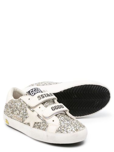 Sneakers "old school" suede upper and strap glitter star laminated heel - golden goose - Modalova