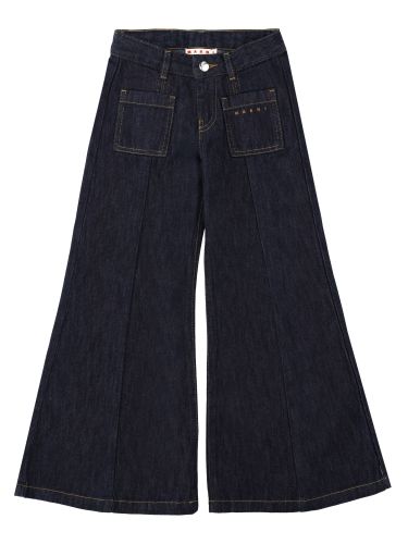 Jeans wide leg con tasche applicate sul davanti - marni - Modalova