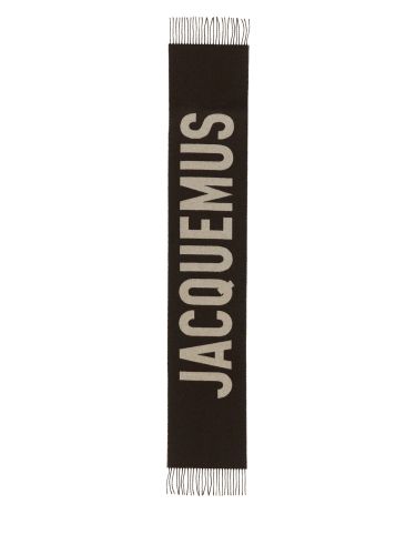 Sciarpa in lana con frange e logo - jacquemus - Modalova