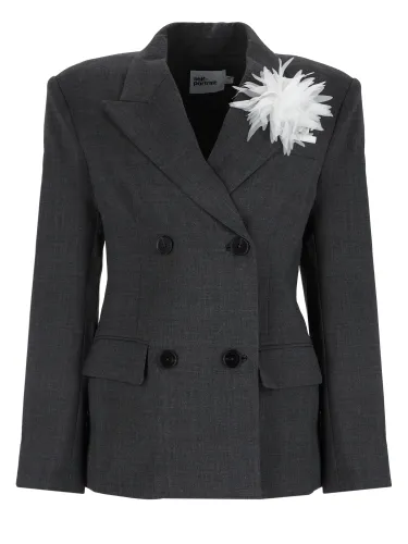 Giacca doppiopetto con spilla - self-portrait - Modalova