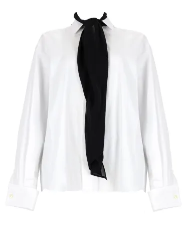 Camicia in popeline con stola in raso - sacai - Modalova