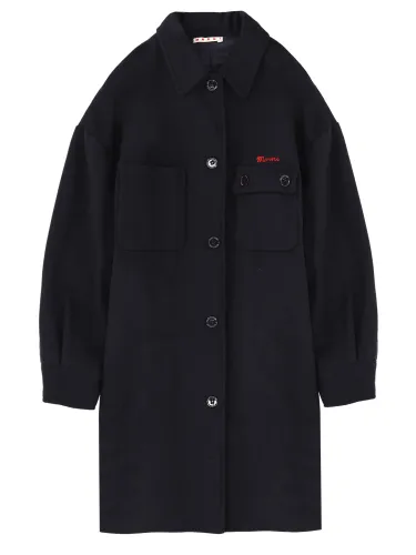 Cappotto con logo ricamato e tasche applicate - marni - Modalova