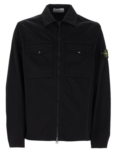 Overshirt con zip e tasche sul petto - stone island - Modalova