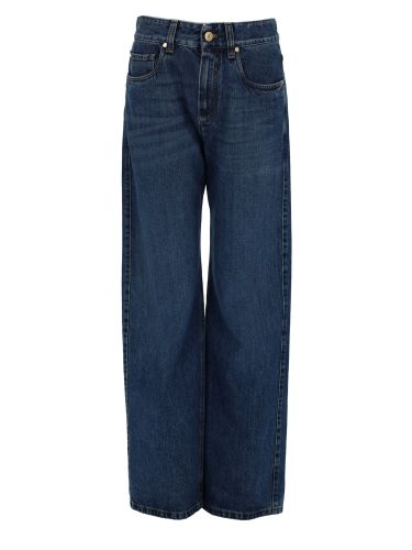 Pantalone "contemporary loose" in denim authentic con monile - brunello cucinelli - Modalova