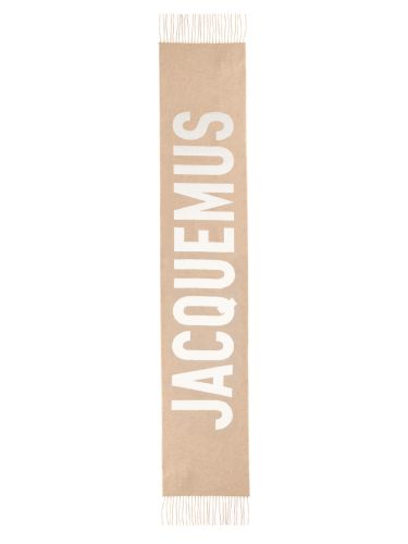 Sciarpa in lana con frange e logo - jacquemus - Modalova