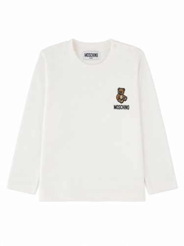 T-shirt a manica lunga con ricamo teddy bear - moschino - Modalova