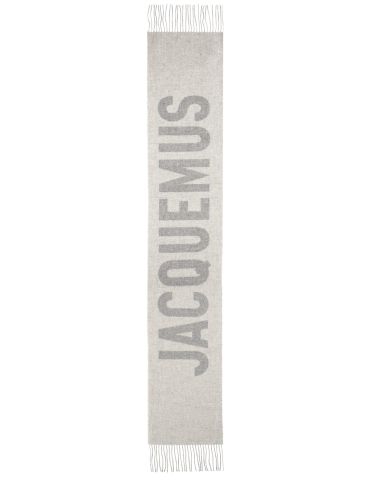 Sciarpa in lana con frange e logo - jacquemus - Modalova