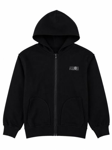 Felpa con cappuccio e zip intera con logo - mm6 maison margiela - Modalova