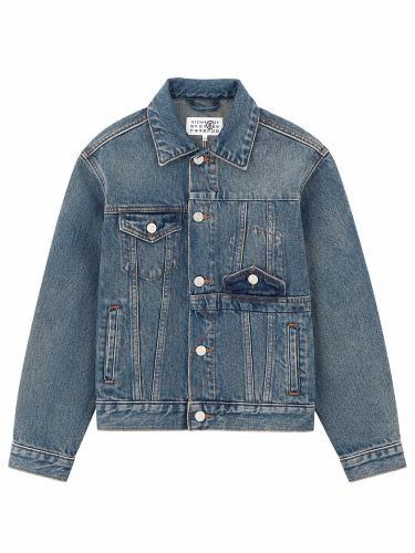 Giacca in denim con logo - mm6 maison margiela - Modalova
