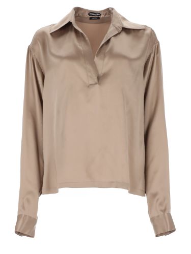 Tom ford polo in satin di seta - tom ford - Modalova