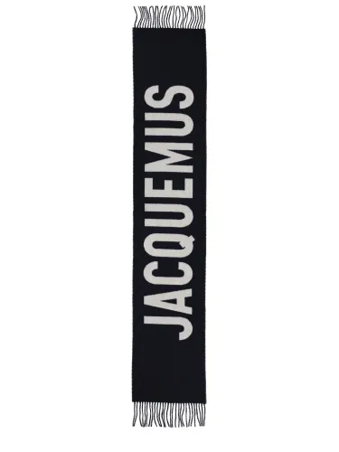 Sciarpa in lana con frange e logo - jacquemus - Modalova