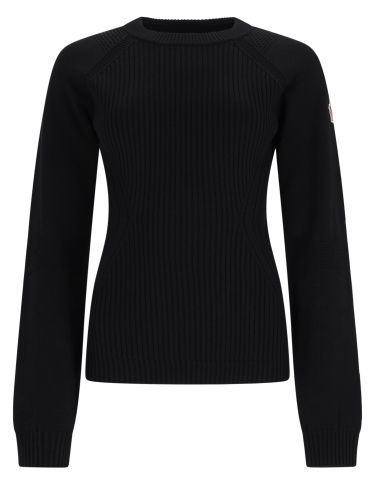 Maglia in lana con patch logo - moncler grenoble - Modalova