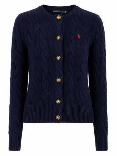 Cardigan a trecce con logo - polo ralph lauren - Modalova