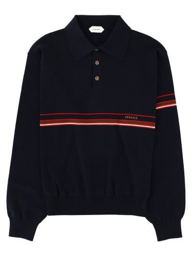 Versace polo in cotone con logo - versace - Modalova