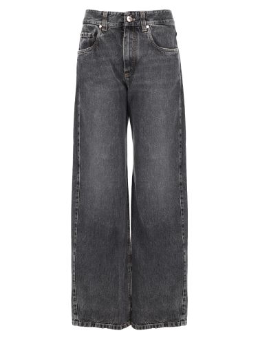 Pantalone "contemporary loose" in denim authentic con monile - brunello cucinelli - Modalova