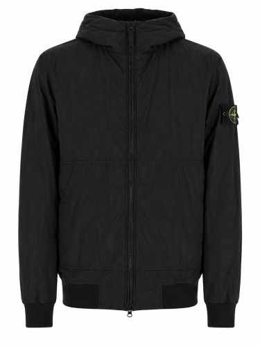 Giacca bomber con patch logo e cappuccio - stone island - Modalova