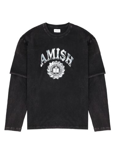 T-shirt layered con stampa logo - amish - Modalova