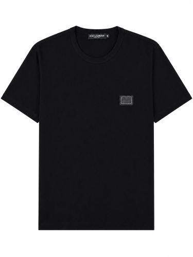 T-shirt in cotone con placca - dolce & gabbana - Modalova